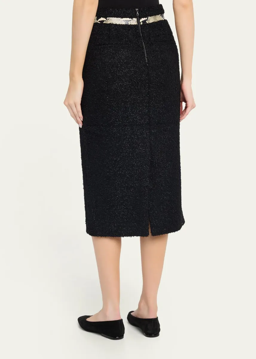 Maria McManus Snake-Print Blocked Tweed Midi Pencil Skirt | Thumbnail 3 Maria McManus Snake-Print Blocked Tweed Midi Pencil Skirt | Thumbnail 3