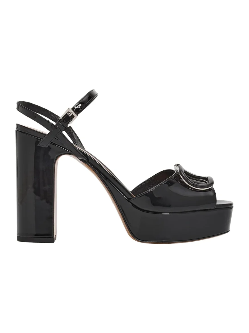 Valentino Garavani 115mm VLogo Patent Leather Platform Sandals