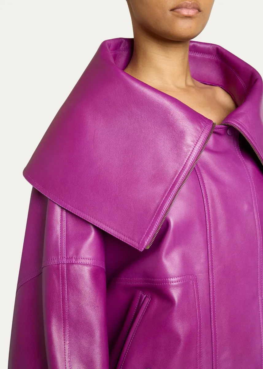 Balenciaga High-Collar Leather Bomber Jacket | Thumbnail 5