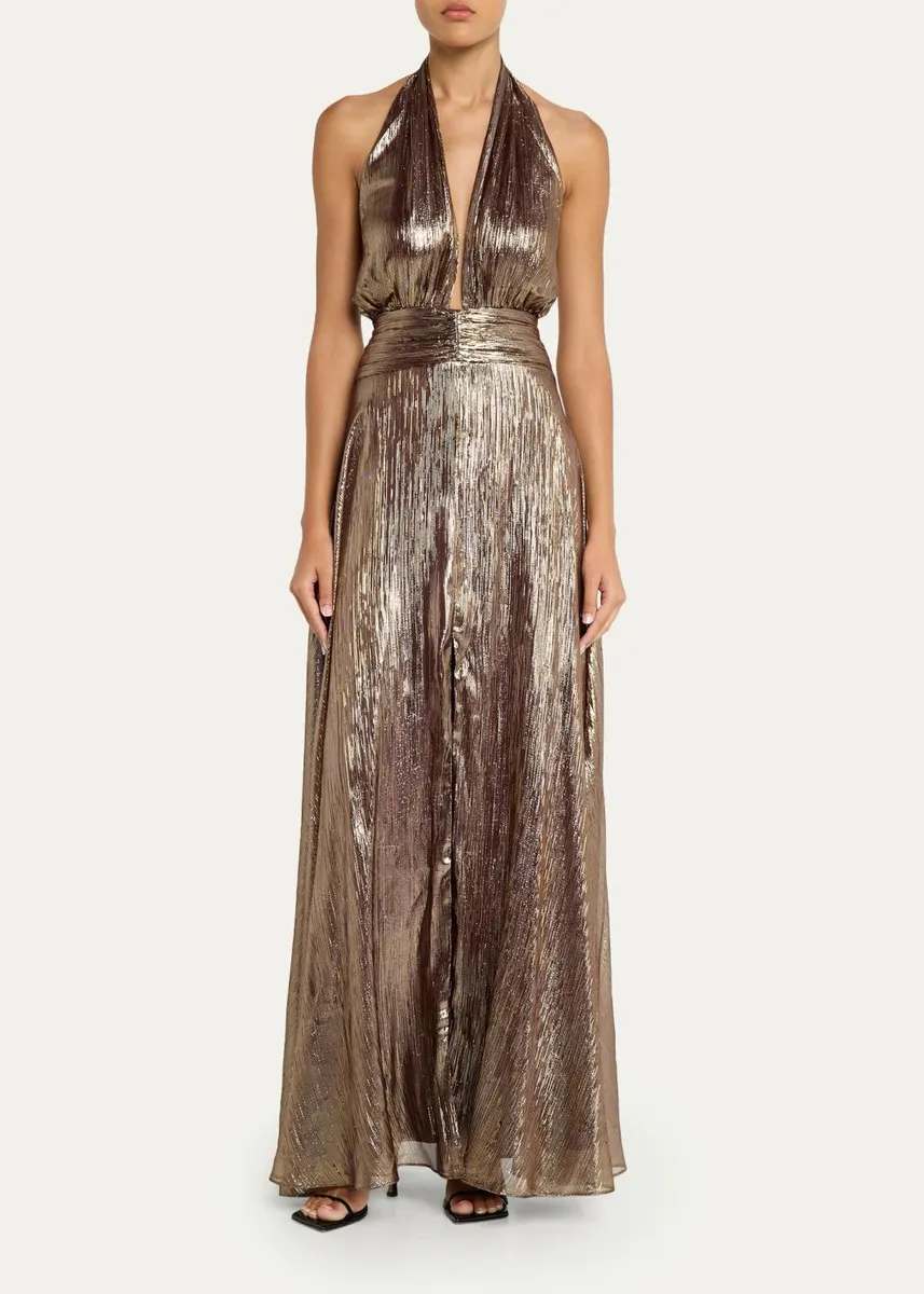 Ramy Brook Aurora Metallic Halterneck Gown | Thumbnail 2 Ramy Brook Aurora Metallic Halterneck Gown | Thumbnail 2