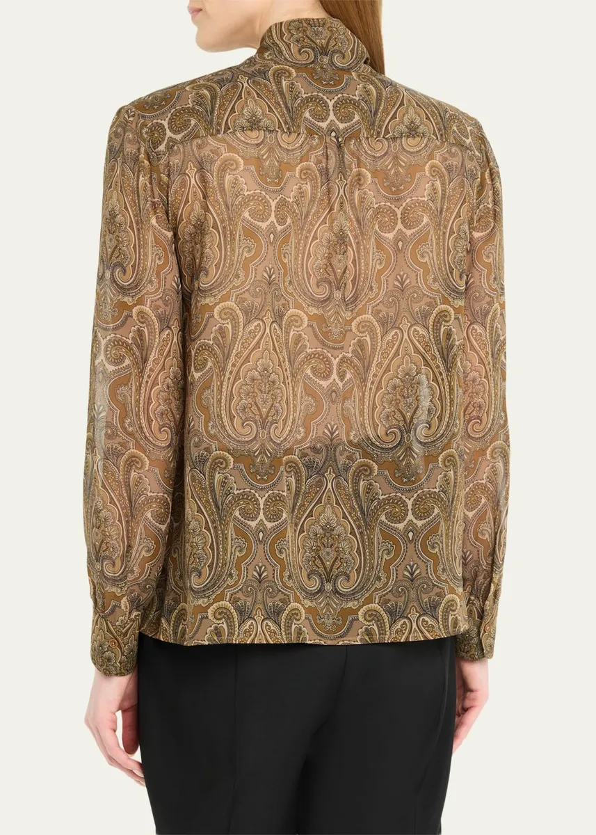 Nili Lotan Janese Paisley Silk Neck-Scarf Blouse | Thumbnail 3