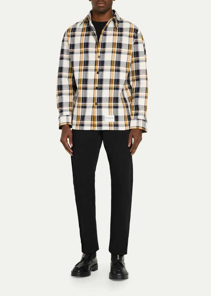 Givenchy Men's Couture Seam Checked Cotton Overshirt | Thumbnail 2 Givenchy Men's Couture Seam Checked Cotton Overshirt | Thumbnail 2