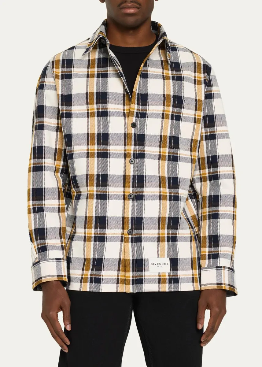 Givenchy Men's Couture Seam Checked Cotton Overshirt | Thumbnail 4 Givenchy Men's Couture Seam Checked Cotton Overshirt | Thumbnail 4