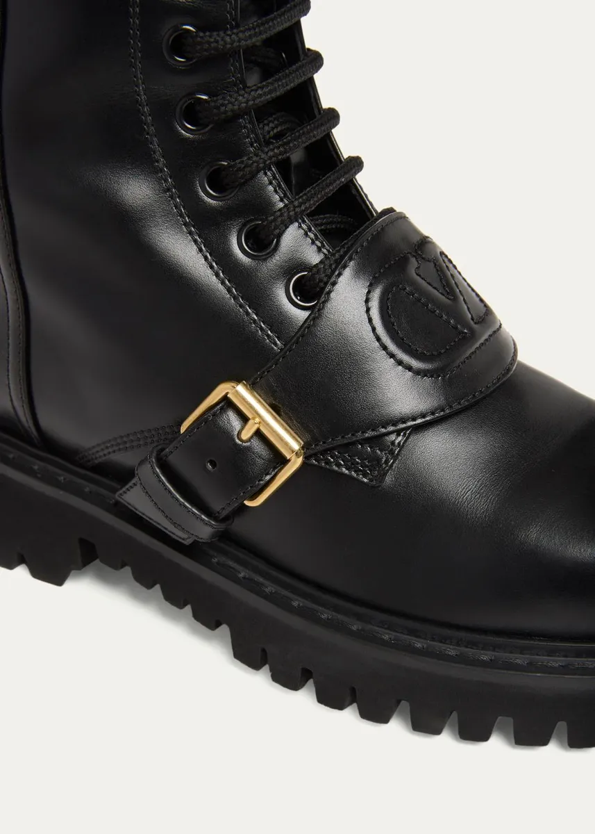 Valentino Garavani VLogo Leather Combat Boots | Thumbnail 3