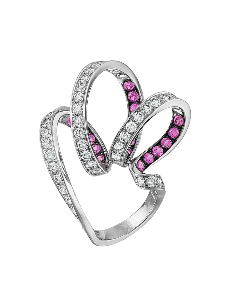 Ruban Blackened 18K White Gold Pink Sapphire and Diamond Ring Ruban Blackened 18K White Gold Pink Sapphire and Diamond Ring