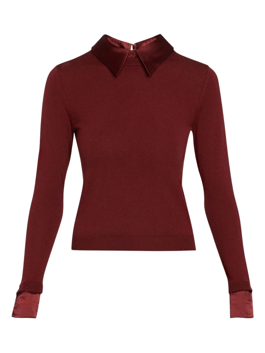 Alice + Olivia Porla Removable-Collar Merino Wool Sweater