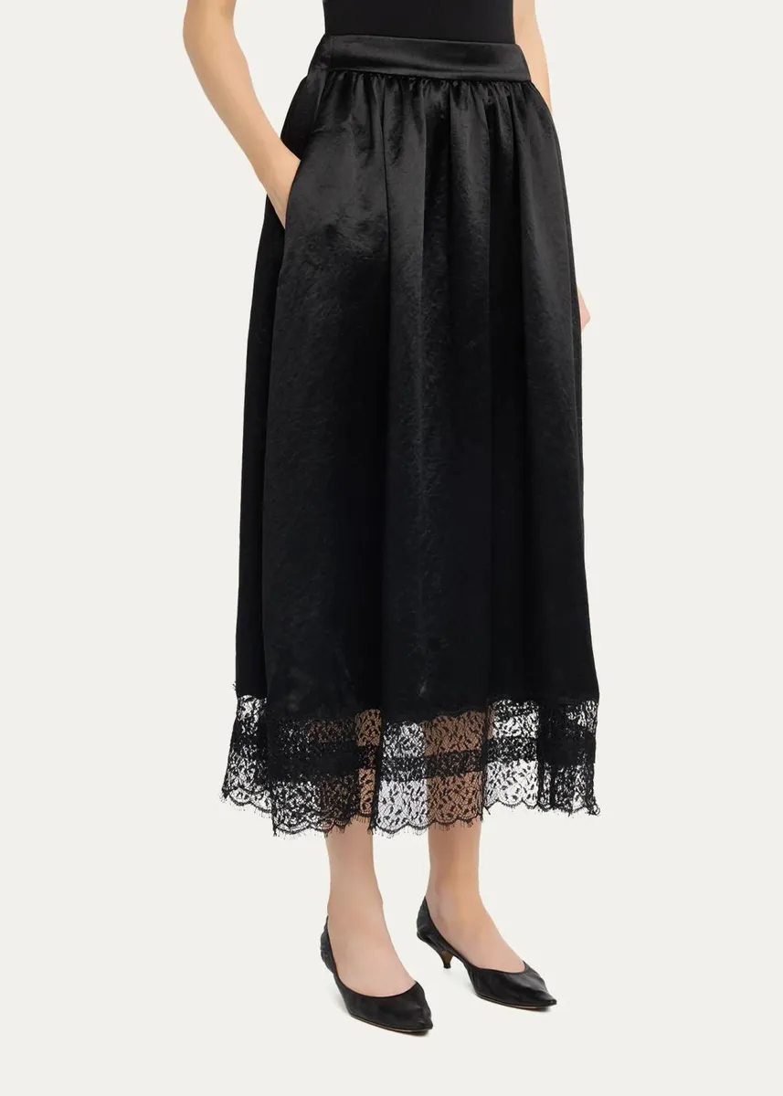 Maria McManus Gathered Lace-Hem Midi Skirt | Thumbnail 4 Maria McManus Gathered Lace-Hem Midi Skirt | Thumbnail 4