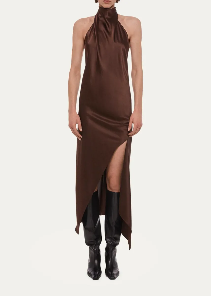 Helmut Lang Silk Halterneck Midi Dress | Thumbnail 2 Helmut Lang Silk Halterneck Midi Dress | Thumbnail 2