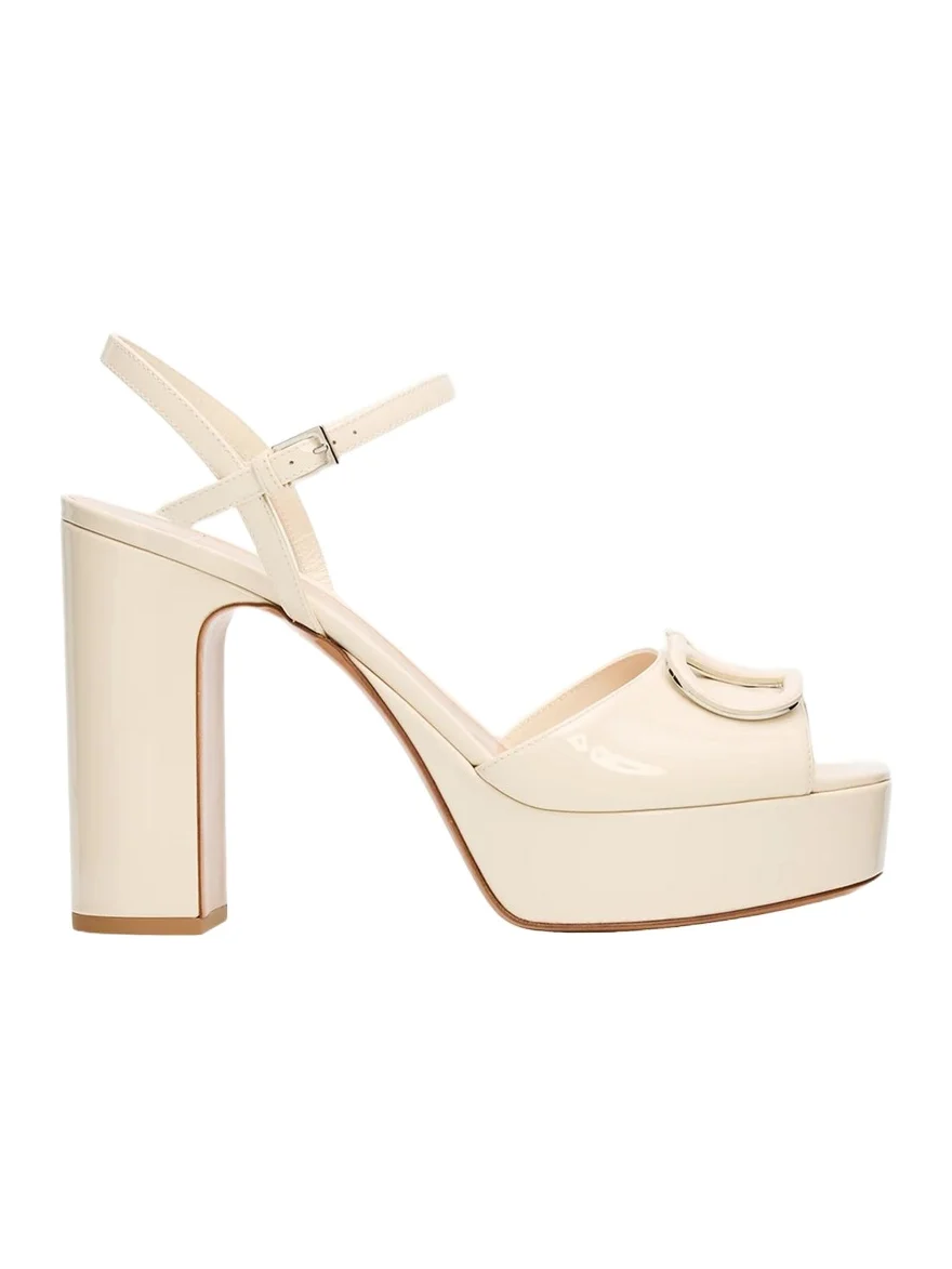 Valentino Garavani 115mm VLogo Patent Leather Platform Sandals