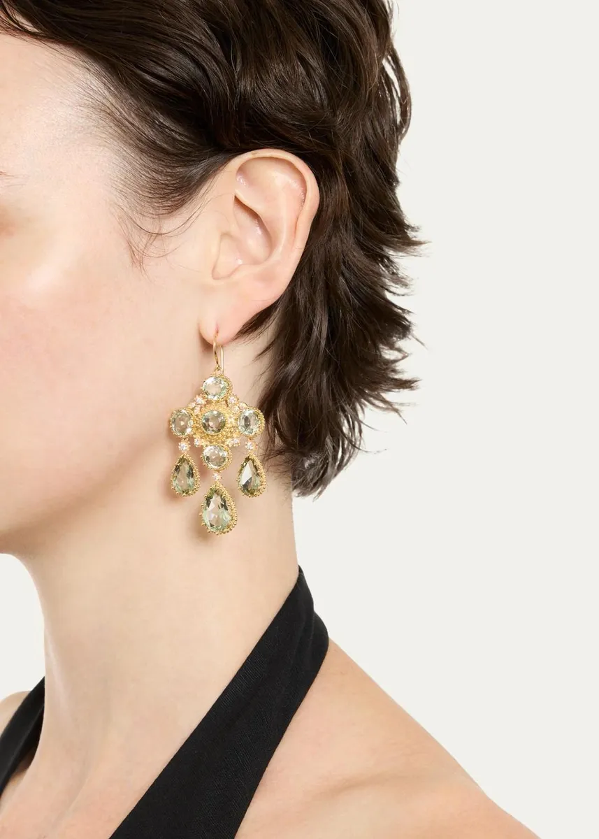 Mellerio 18K Yellow Gold Pierreries Green Girandole Earrings | Thumbnail 2 Mellerio 18K Yellow Gold Pierreries Green Girandole Earrings | Thumbnail 2