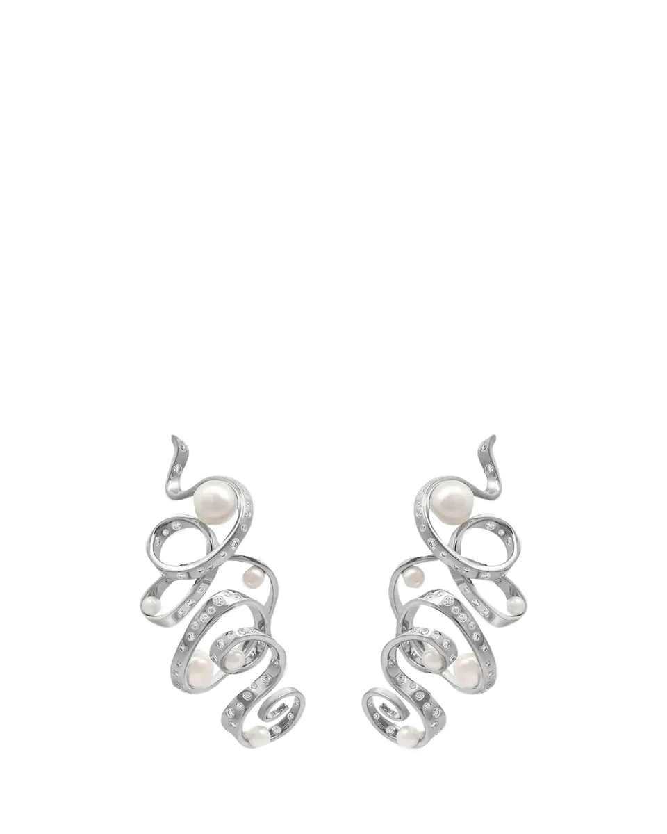 Reza Ruban 18K White Gold Diamond and Pearl Drop Earrings | Thumbnail 2 Reza Ruban 18K White Gold Diamond and Pearl Drop Earrings | Thumbnail 2
