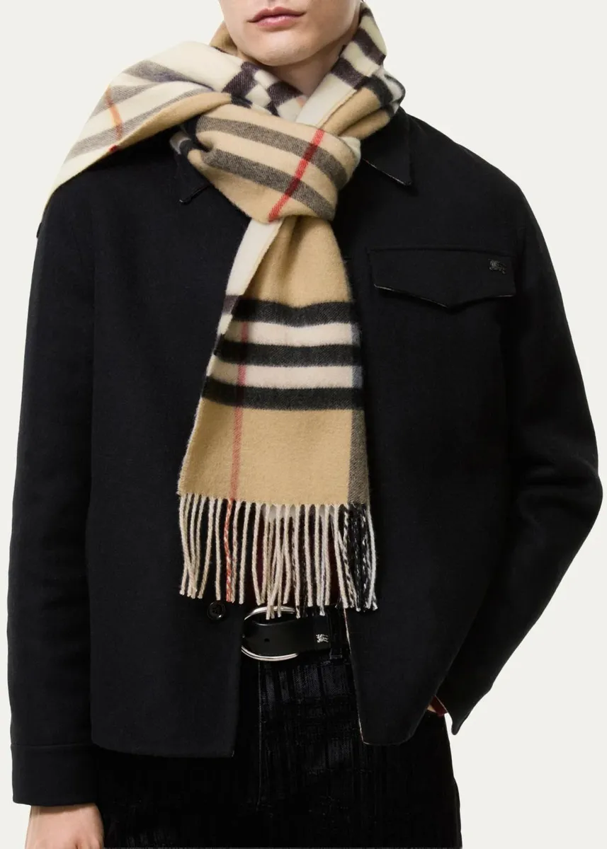 Burberry Check Cashmere Scarf | Thumbnail 4 Burberry Check Cashmere Scarf | Thumbnail 4