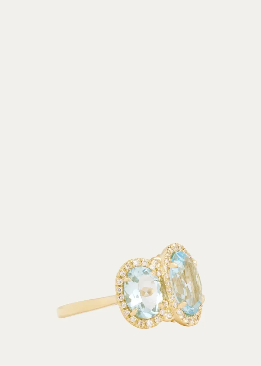 Jamie Wolf 18K Yellow Gold Sky Blue Topaz and Aquamarine Oval Ring with Diamonds | Thumbnail 3