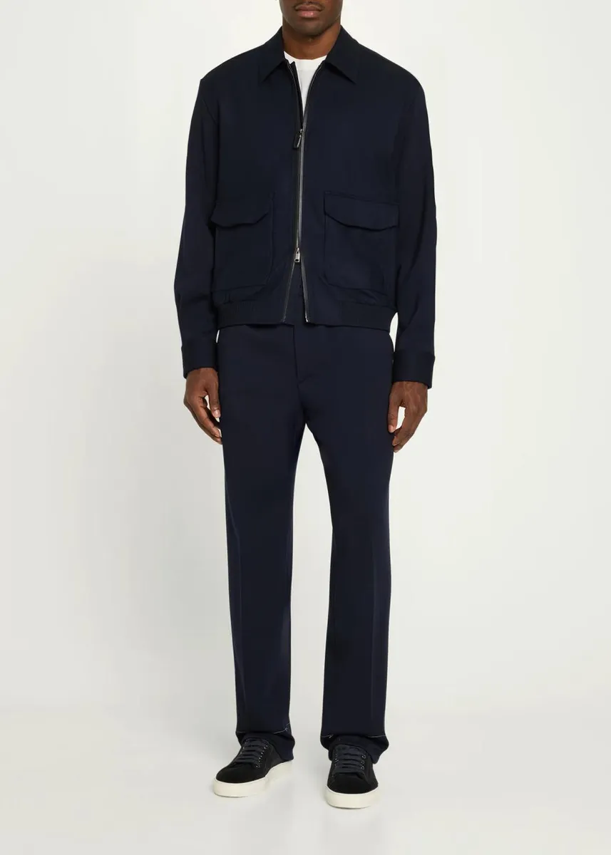 Brioni Men's Wool Jersey Full-Zip Blouson | Thumbnail 2