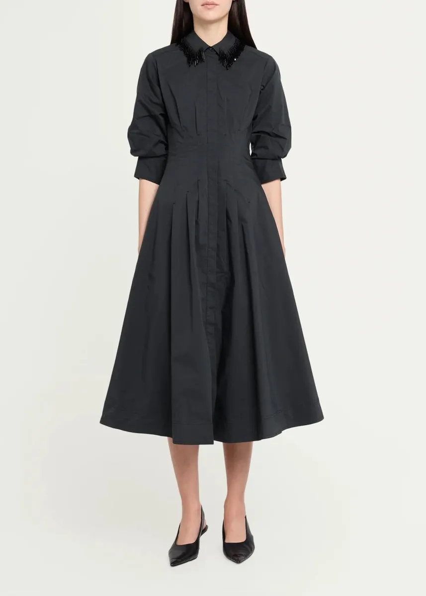 Simkhai Jazz Embellished-Collar Cotton-Blend Midi Shirtdress | Thumbnail 2