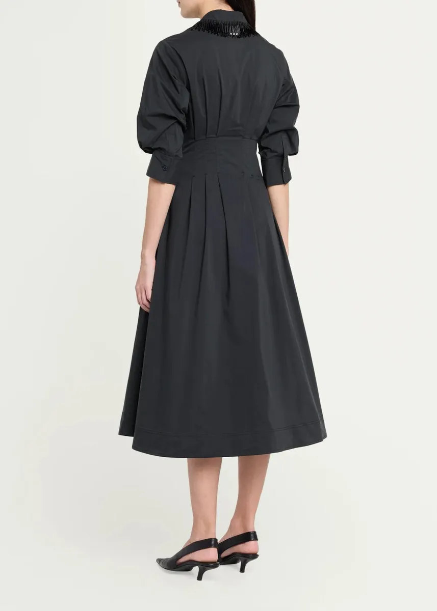 Simkhai Jazz Embellished-Collar Cotton-Blend Midi Shirtdress | Thumbnail 3