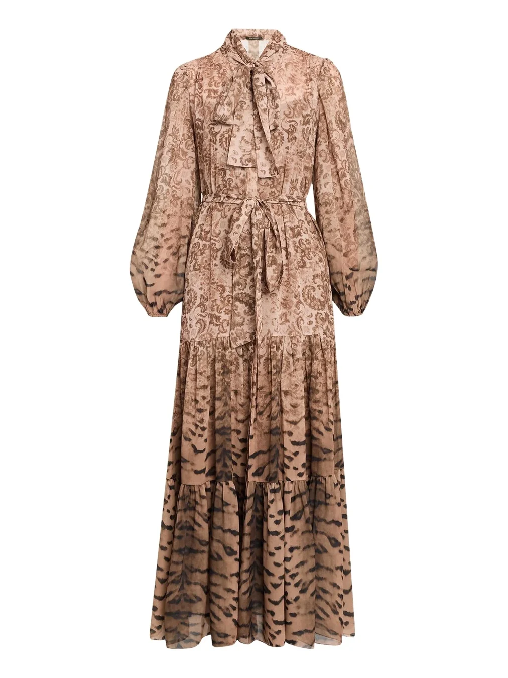 Kobi Halperin Oak Tiered Mixed-Print Maxi Dress