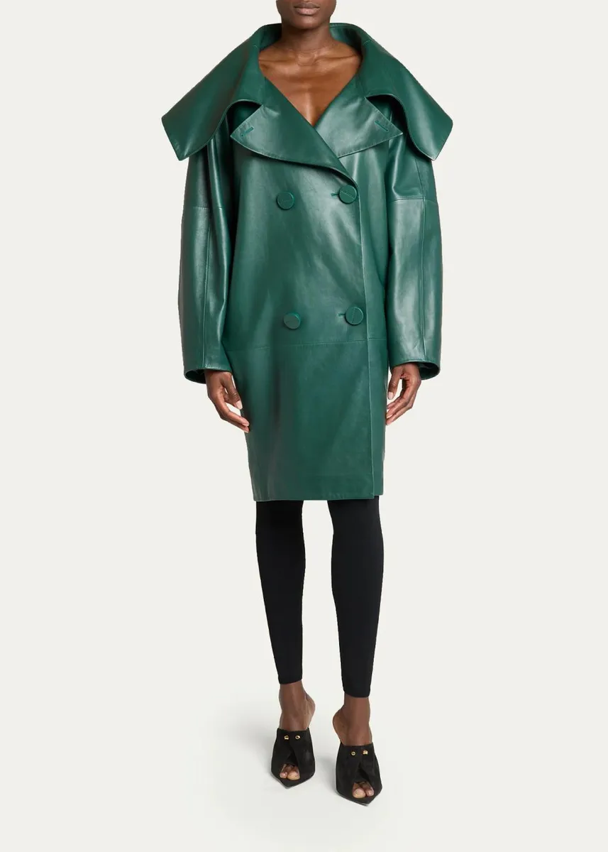 Balenciaga Oversized High-Collar Leather Jacket | Thumbnail 2 Balenciaga Oversized High-Collar Leather Jacket | Thumbnail 2