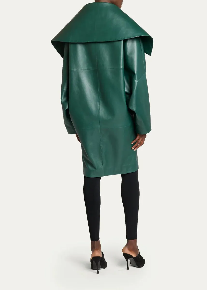 Balenciaga Oversized High-Collar Leather Jacket | Thumbnail 3 Balenciaga Oversized High-Collar Leather Jacket | Thumbnail 3