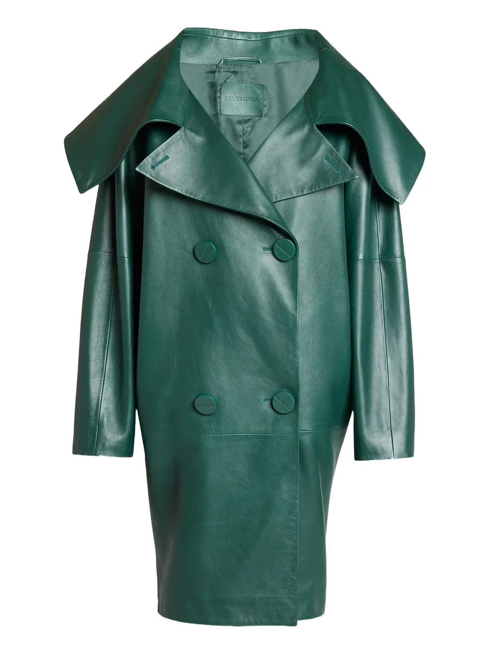 Oversized High-Collar Leather Jacket