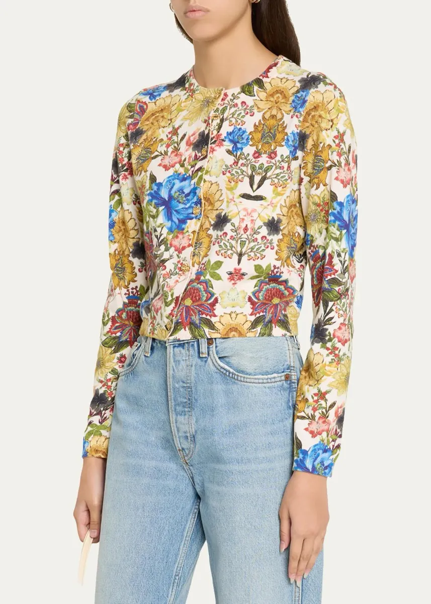 Alice + Olivia Carson Floral Cotton-Blend Cardigan | Thumbnail 4 Alice + Olivia Carson Floral Cotton-Blend Cardigan | Thumbnail 4