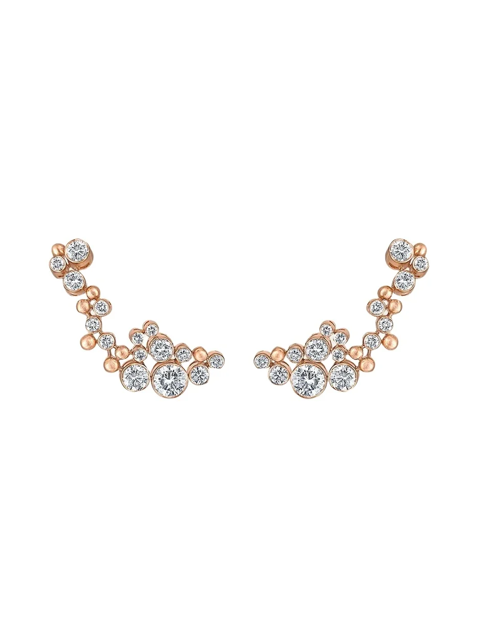 Reza Petillant 18K Rose Gold Diamond Climber Earrings