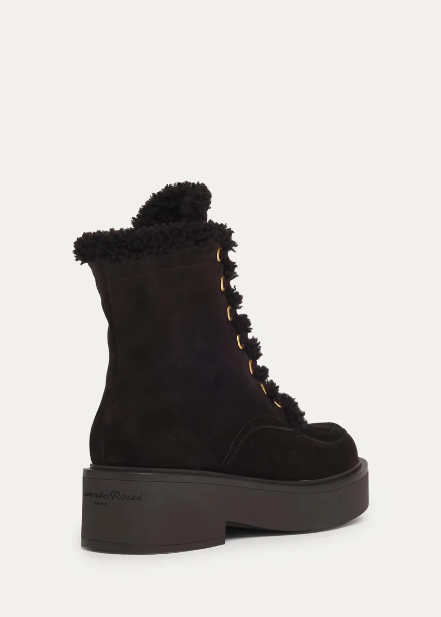 Gianvito Rossi 20mm Shearling-Lined Suede Combat Boots | Thumbnail 2 Gianvito Rossi 20mm Shearling-Lined Suede Combat Boots | Thumbnail 2