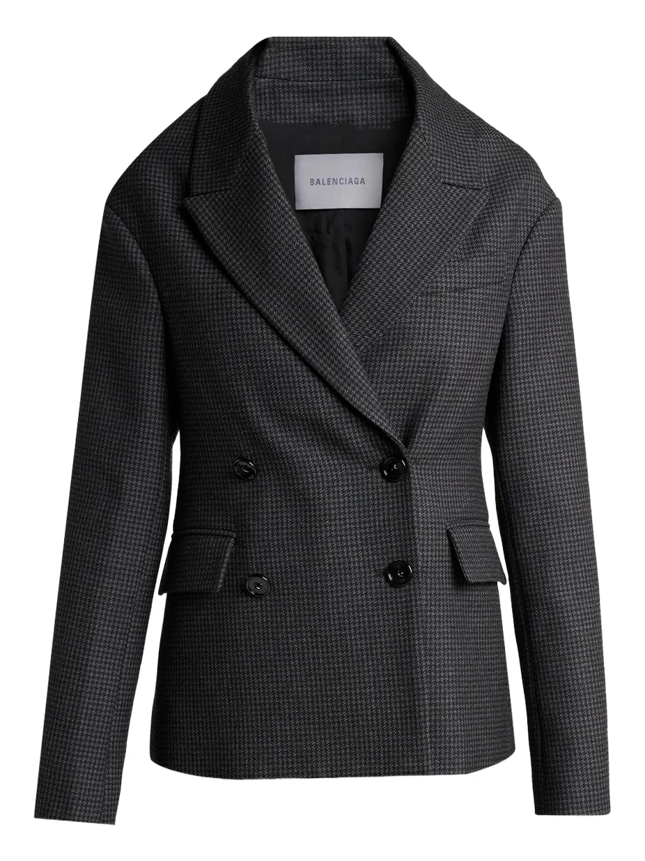 Balenciaga Stola Wool Houndstooth Jacket