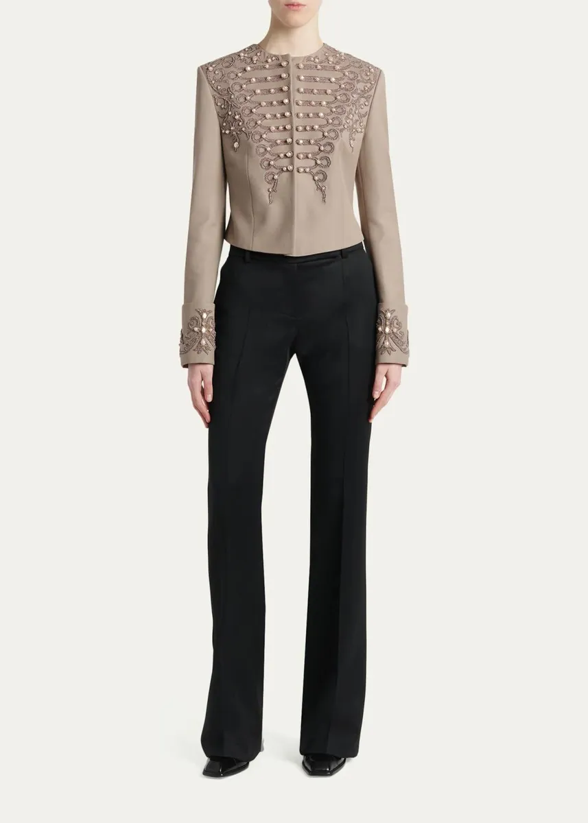 Alexander McQueen Embroidered Single-Breasted Military Jacket | Thumbnail 2 Alexander McQueen Embroidered Single-Breasted Military Jacket | Thumbnail 2