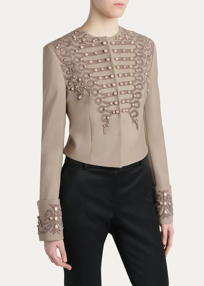 Alexander McQueen Embroidered Single-Breasted Military Jacket | Thumbnail 4 Alexander McQueen Embroidered Single-Breasted Military Jacket | Thumbnail 4