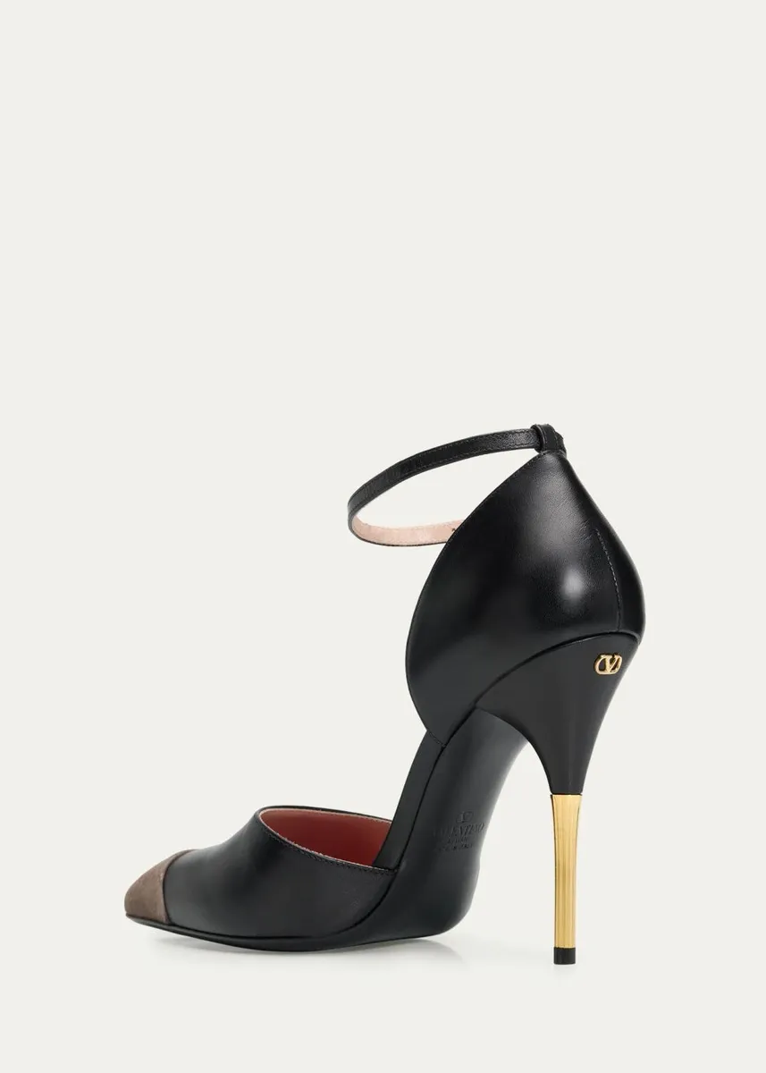 Valentino Garavani 105mm Sinead Leather Cap-Toe d'Orsay Pumps | Thumbnail 4 Valentino Garavani 105mm Sinead Leather Cap-Toe d'Orsay Pumps | Thumbnail 4