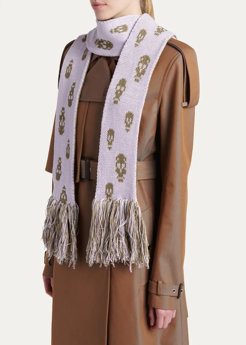 Alexander McQueen Skull Knit Cotton Tricot Scarf | Thumbnail 6