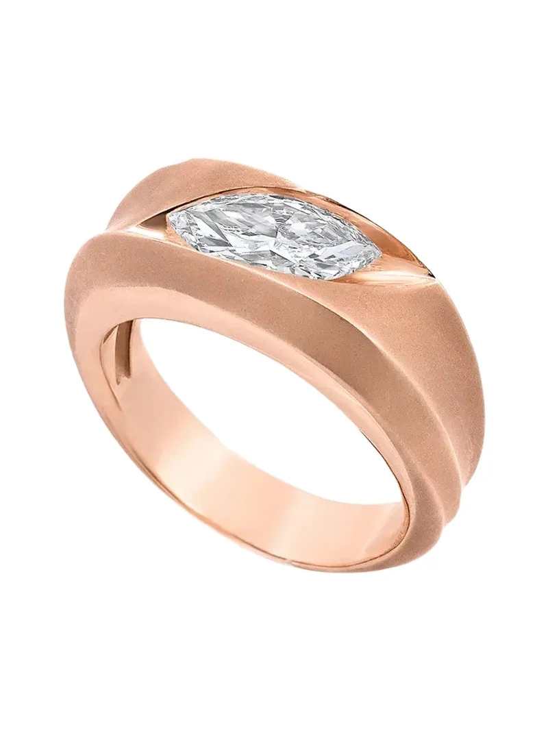 Moon 18K Rose Gold Diamond Stretch Ring