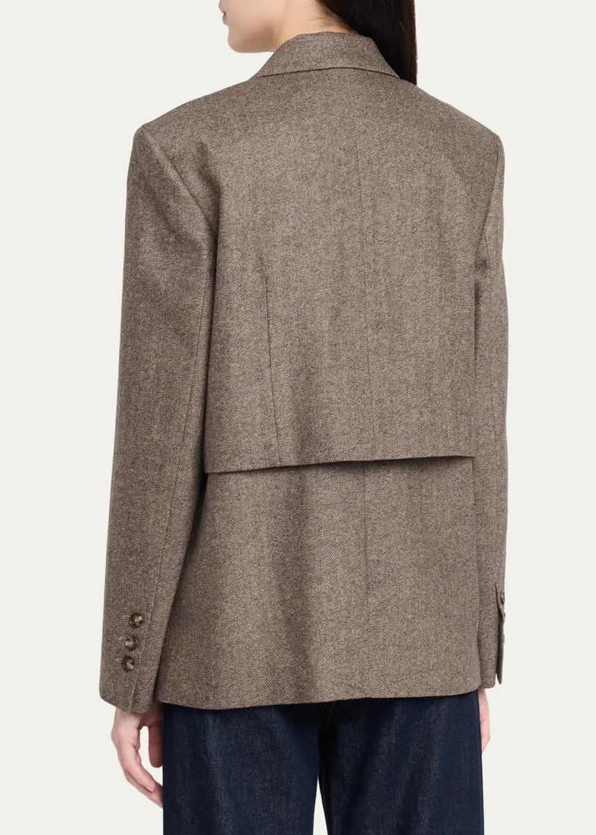 TWP Two-Faced Herringbone Wool-Cashmere Blazer | Thumbnail 3 TWP Two-Faced Herringbone Wool-Cashmere Blazer | Thumbnail 3