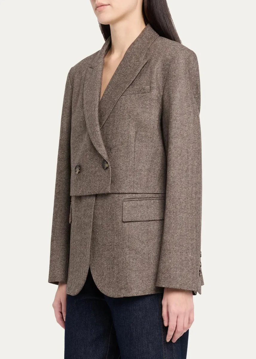 TWP Two-Faced Herringbone Wool-Cashmere Blazer | Thumbnail 4 TWP Two-Faced Herringbone Wool-Cashmere Blazer | Thumbnail 4