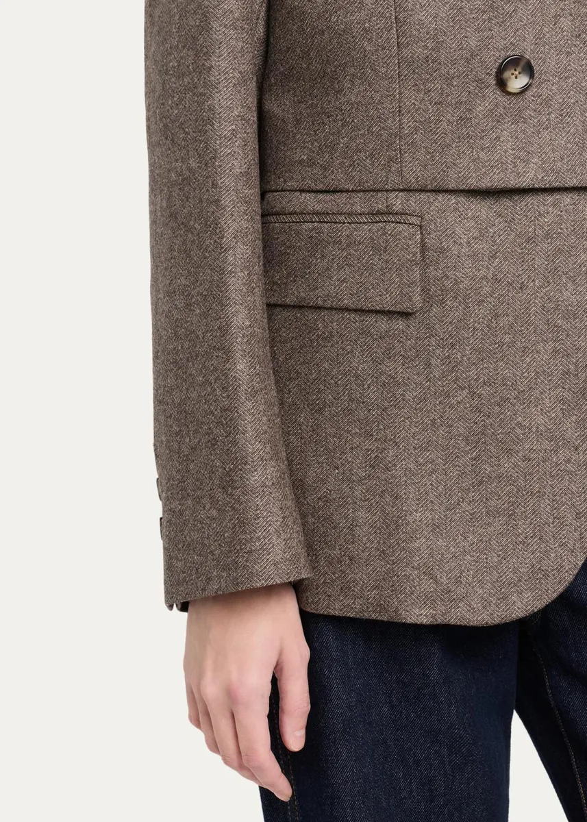 TWP Two-Faced Herringbone Wool-Cashmere Blazer | Thumbnail 5 TWP Two-Faced Herringbone Wool-Cashmere Blazer | Thumbnail 5