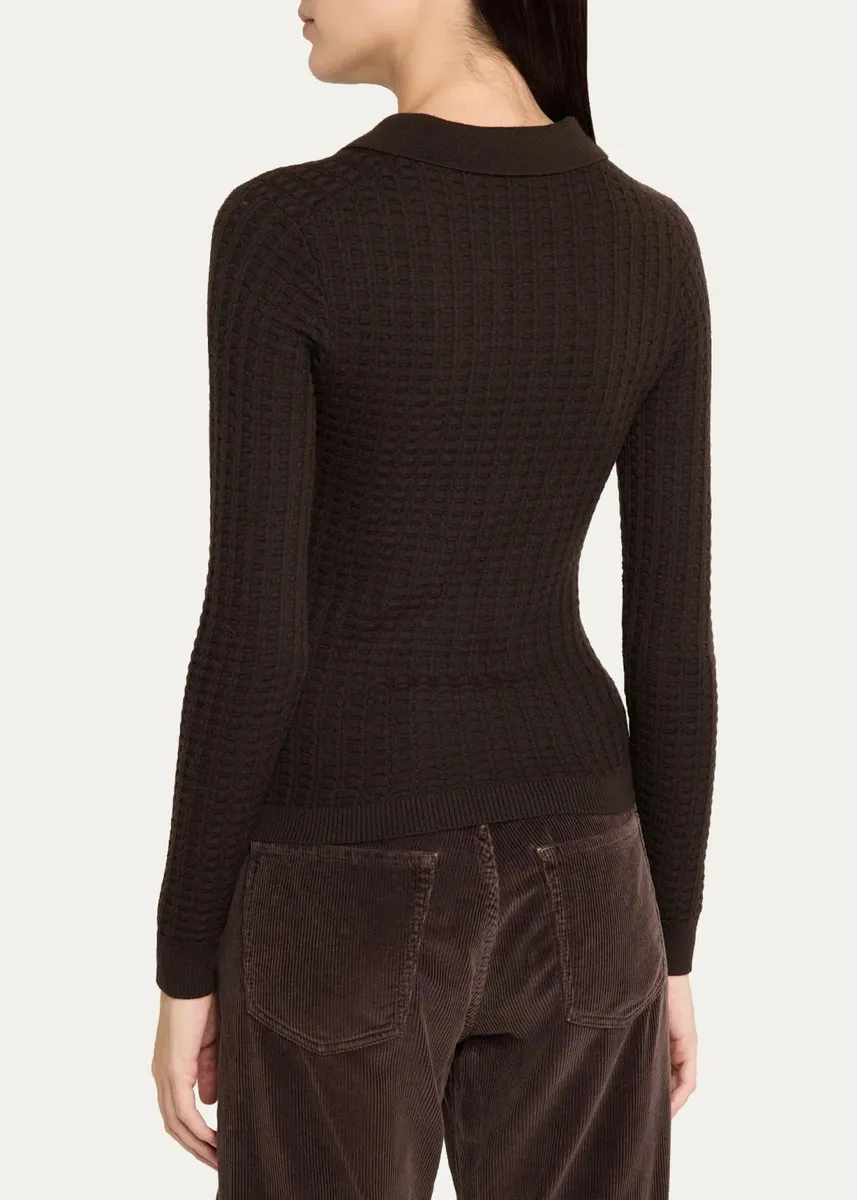 Guest In Residence Waffle-Knit Cashmere Polo Sweater | Thumbnail 3 Guest In Residence Waffle-Knit Cashmere Polo Sweater | Thumbnail 3