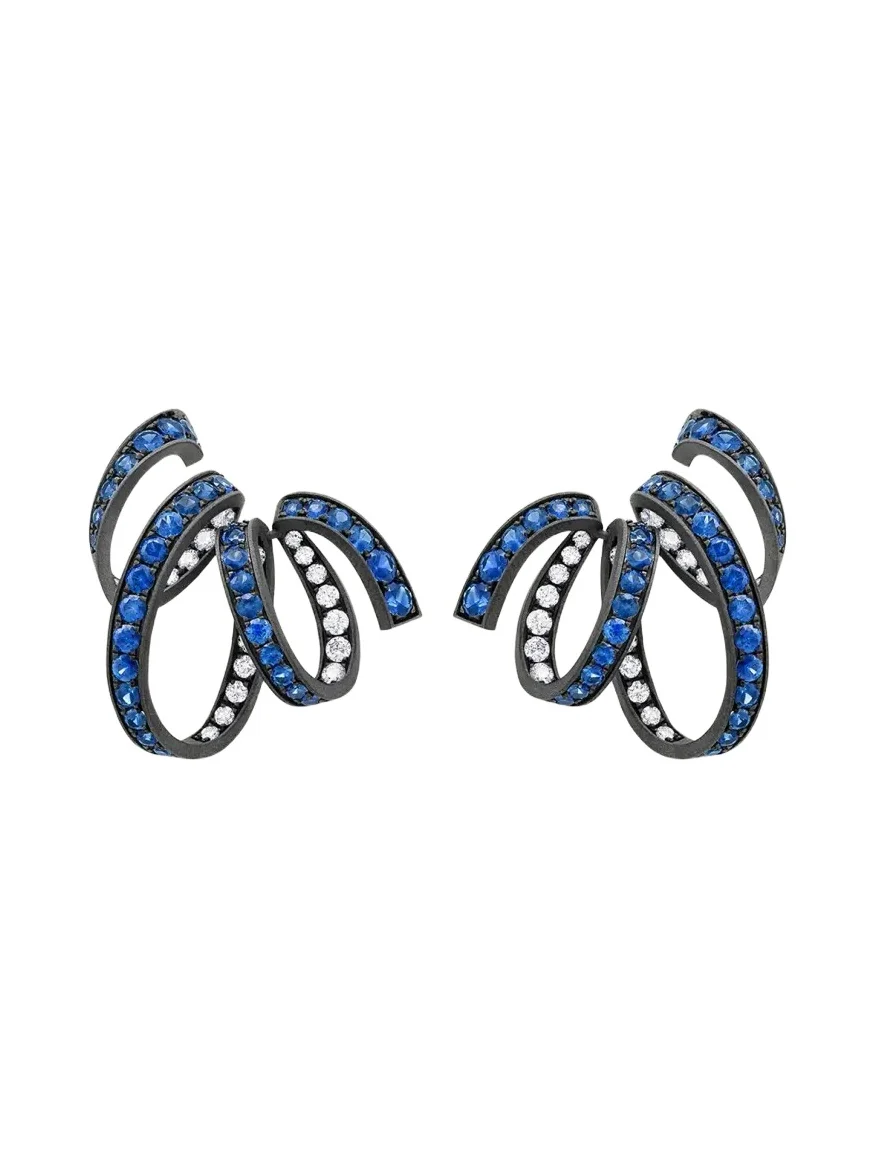 Ruban 18K Black Gold Blue Sapphire and Diamond Earrings Ruban 18K Black Gold Blue Sapphire and Diamond Earrings