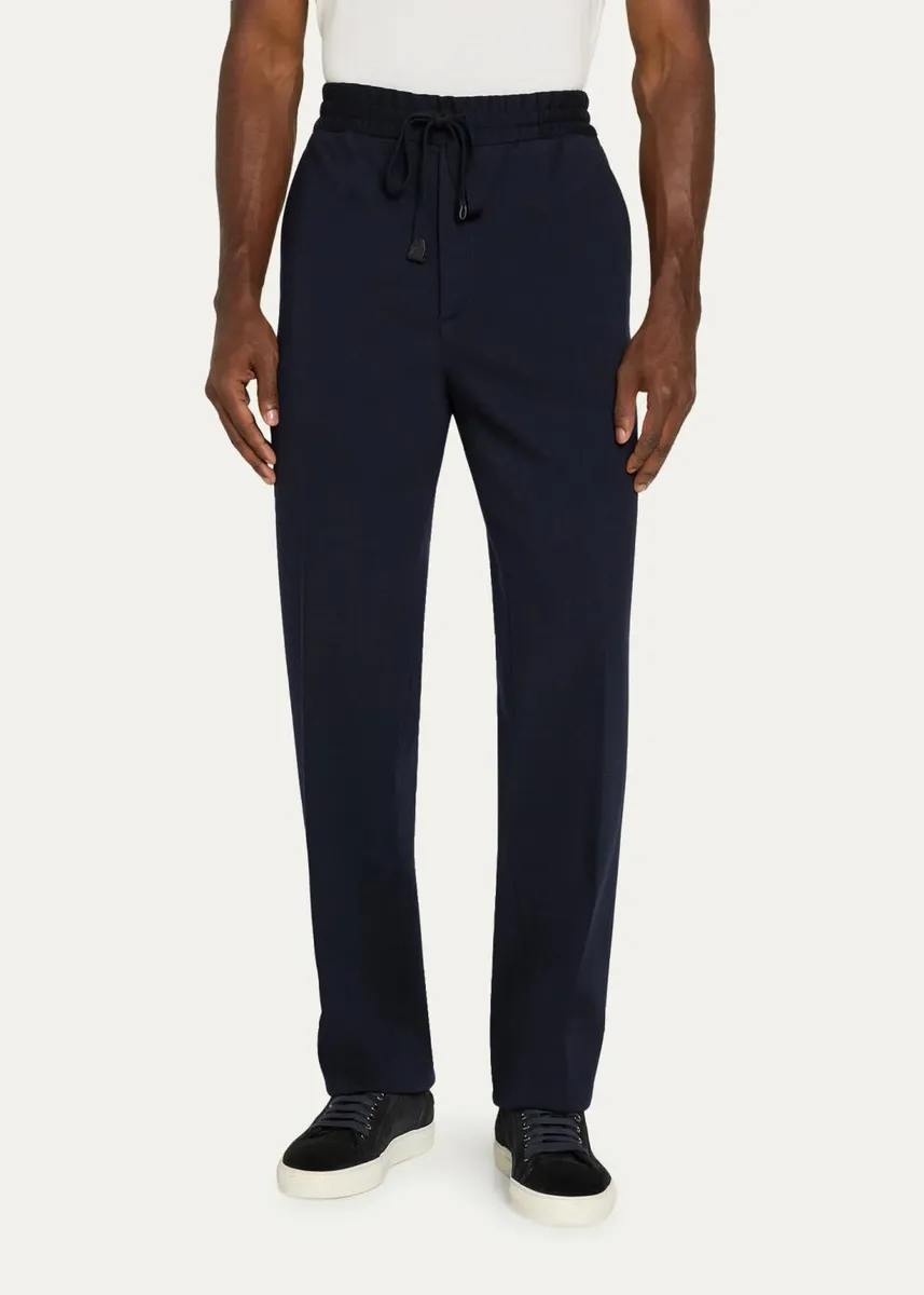 Brioni Men's Asolo Wool Jersey Straight-Leg Drawstring Trousers | Thumbnail 4 Brioni Men's Asolo Wool Jersey Straight-Leg Drawstring Trousers | Thumbnail 4