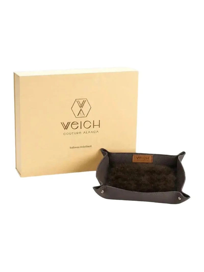 Weich Couture Alpaca Todo Leather & Alpaca Fur Square Catchall Tray