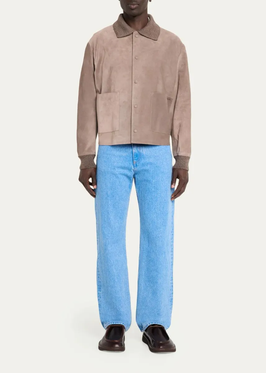 JW Anderson Men's Suede Knit-Trim Blouson | Thumbnail 2 JW Anderson Men's Suede Knit-Trim Blouson | Thumbnail 2
