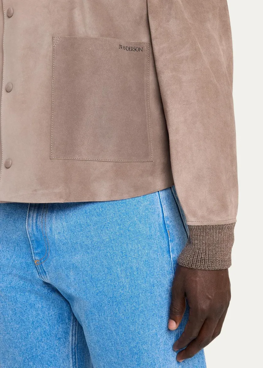 JW Anderson Men's Suede Knit-Trim Blouson | Thumbnail 5 JW Anderson Men's Suede Knit-Trim Blouson | Thumbnail 5