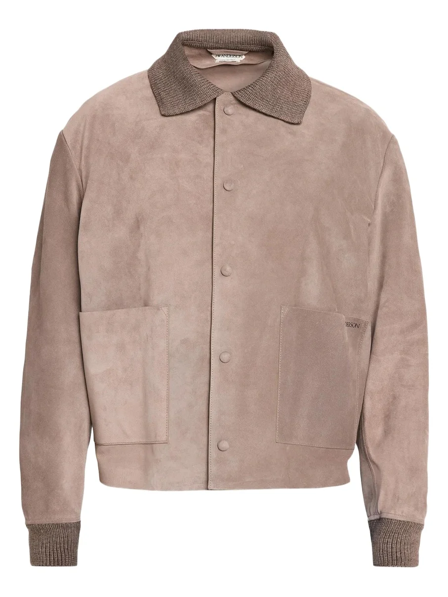 JW Anderson Men's Suede Knit-Trim Blouson