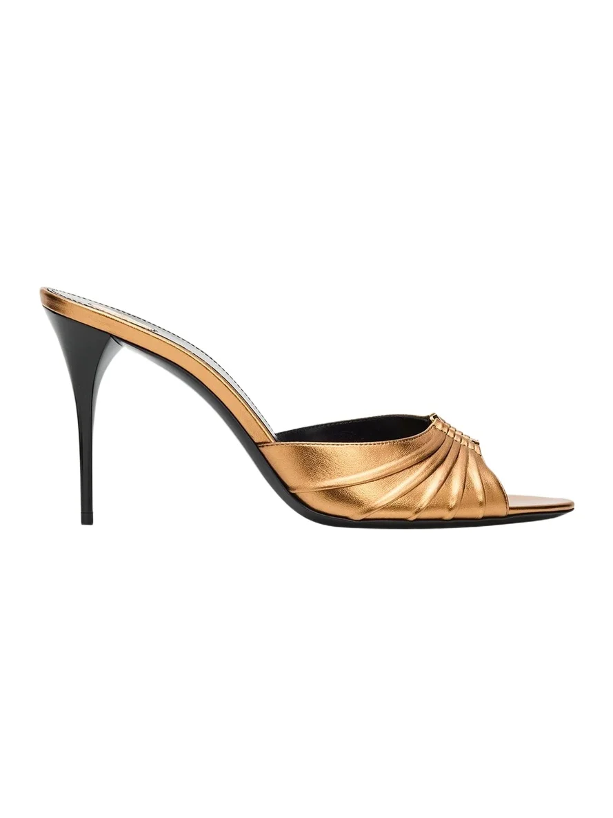 Babylone Ruched Leather Mule Sandals