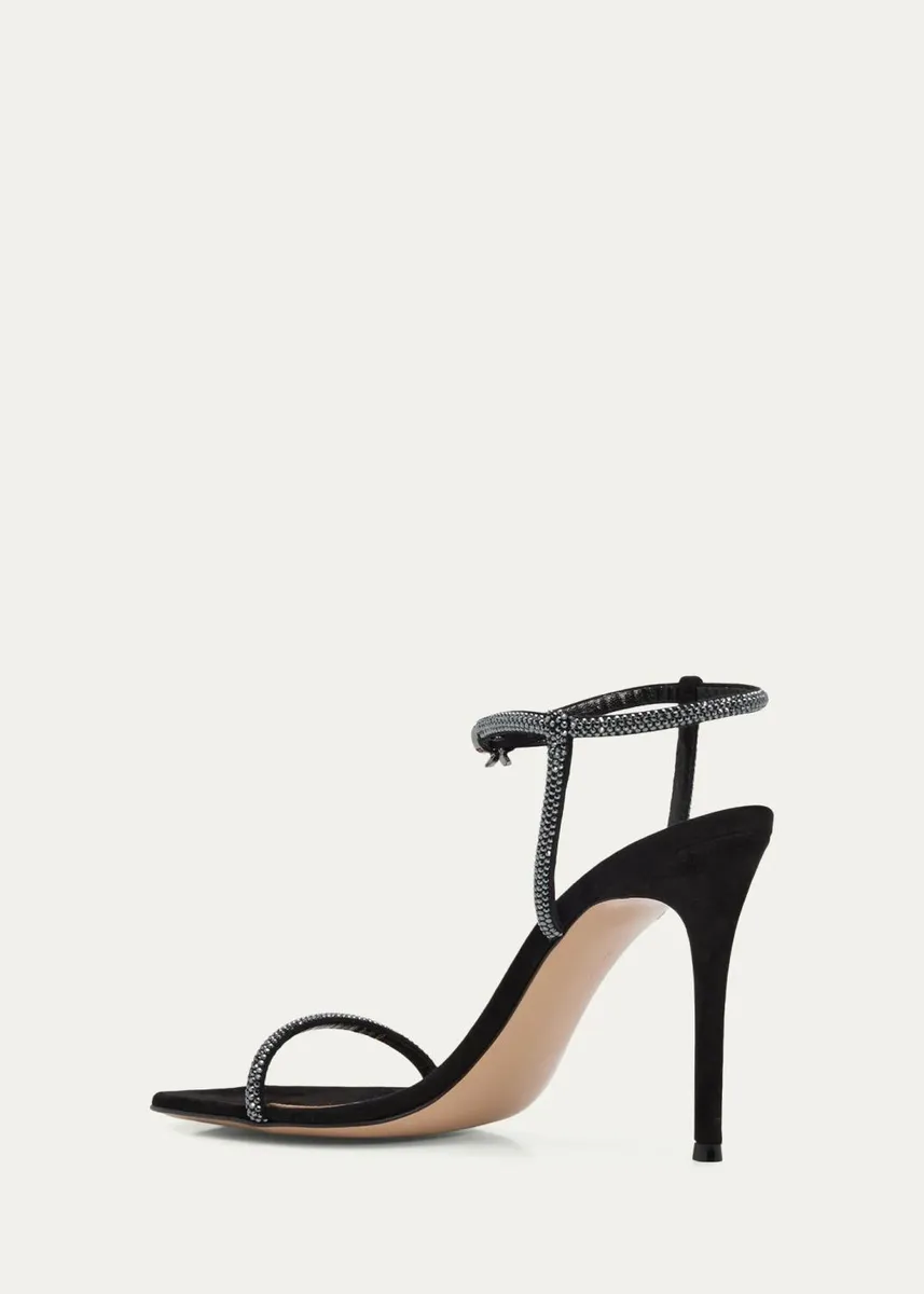 Gianvito Rossi 95mm Suede Crystal Ankle-Strap Sandals | Thumbnail 4 Gianvito Rossi 95mm Suede Crystal Ankle-Strap Sandals | Thumbnail 4