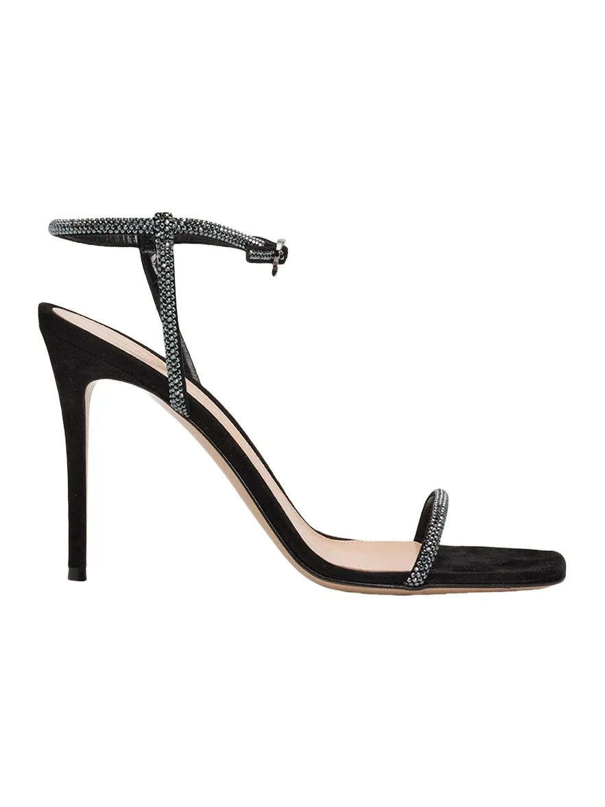 95mm Suede Crystal Ankle-Strap Sandals 95mm Suede Crystal Ankle-Strap Sandals