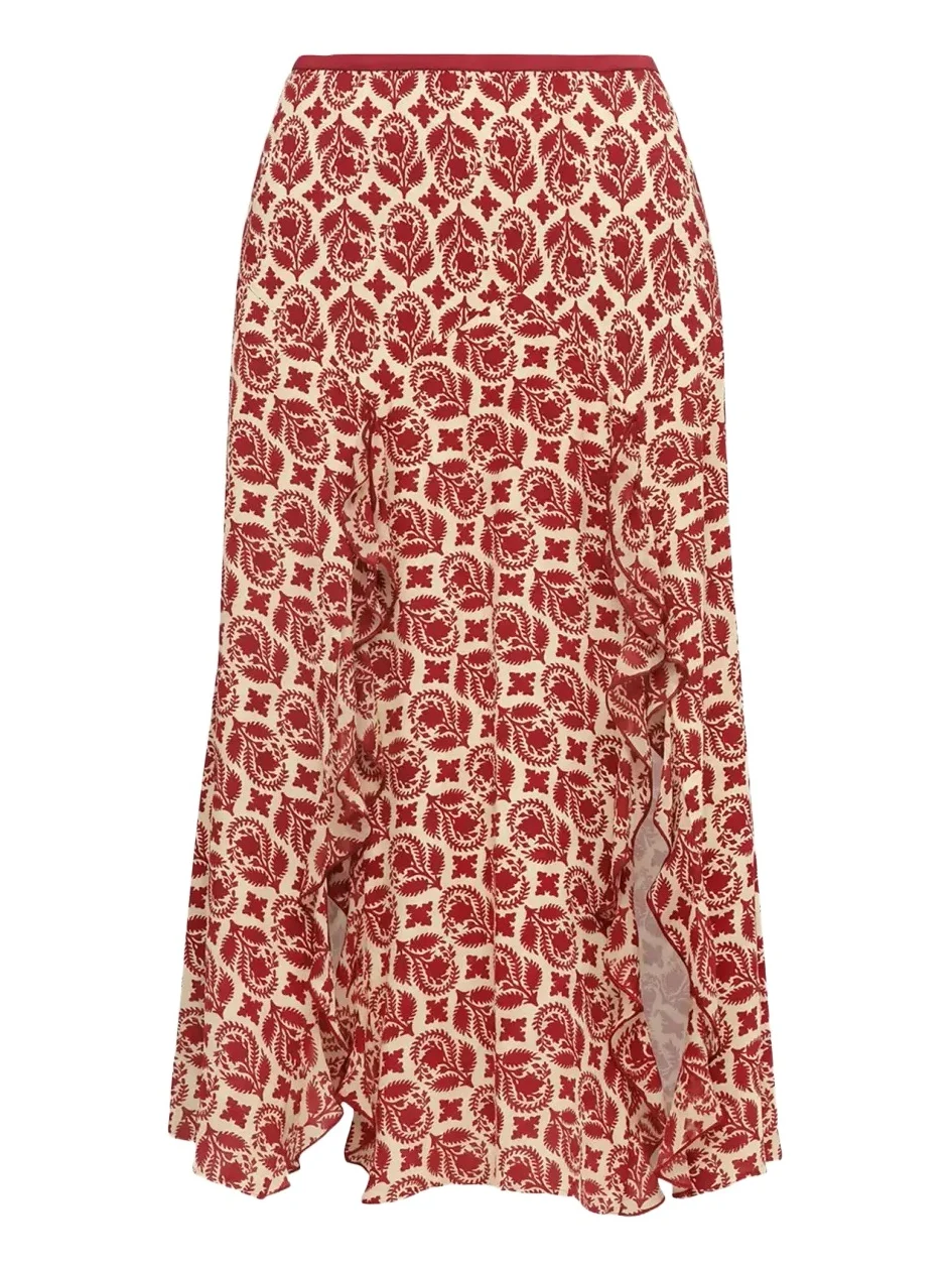 Diane von Furstenberg Heavenly Floral-Print Ruffle Midi Skirt