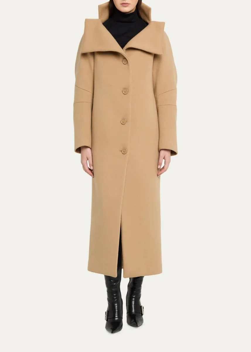 Balenciaga Architectural Vareuse Collar Wool Long Coat | Thumbnail 2 Balenciaga Architectural Vareuse Collar Wool Long Coat | Thumbnail 2