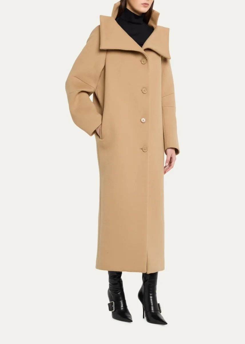 Balenciaga Architectural Vareuse Collar Wool Long Coat | Thumbnail 4 Balenciaga Architectural Vareuse Collar Wool Long Coat | Thumbnail 4