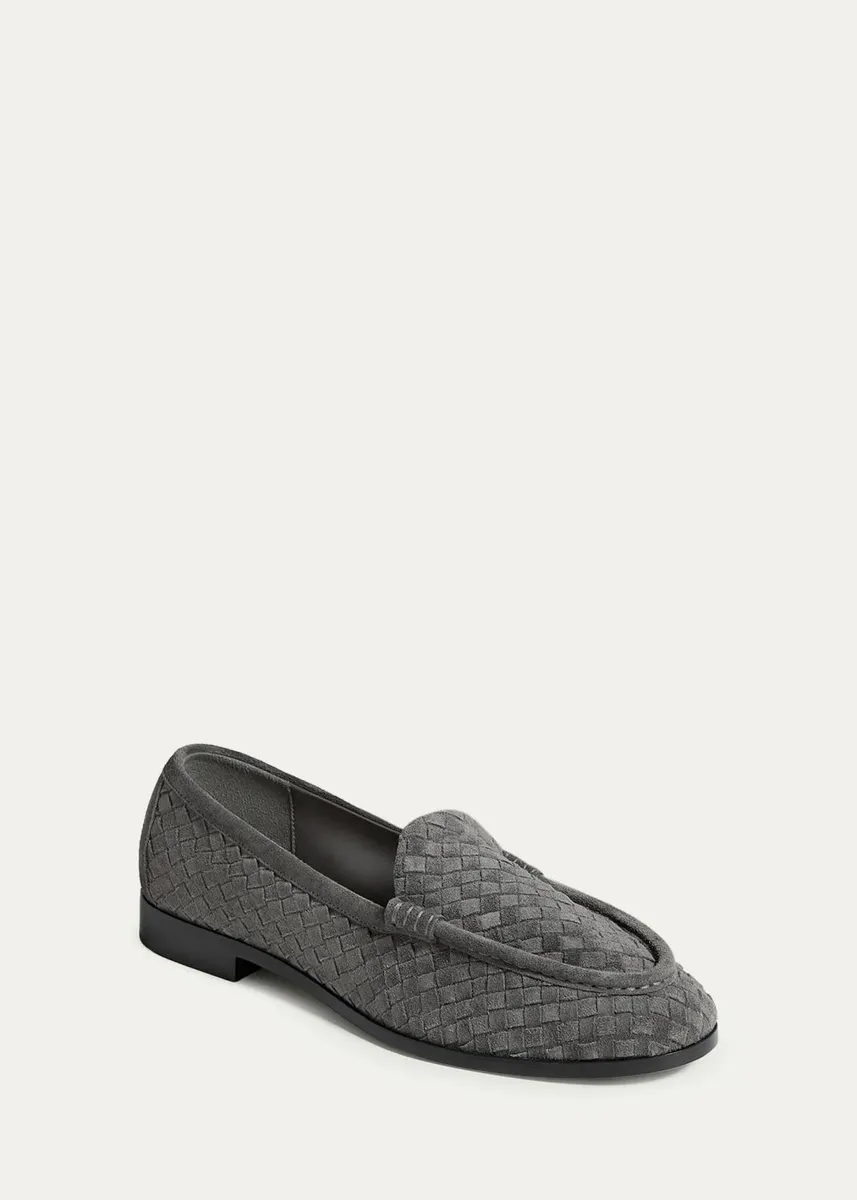 Bottega Veneta Men's Silenzio Intrecciato Suede Moc-Toe Loafers | Thumbnail 3 Bottega Veneta Men's Silenzio Intrecciato Suede Moc-Toe Loafers | Thumbnail 3